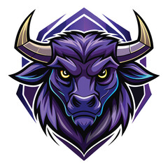Fototapeta premium Purple Bull Mascot Logo Design Illustration