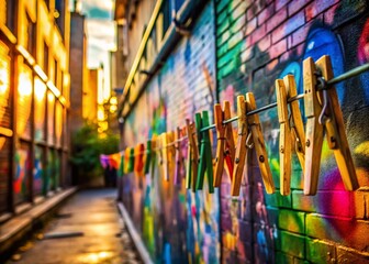 Urban Exploration: Clothes Pegs in the Cityscape - Unique Textures and Colors for Creative Photography