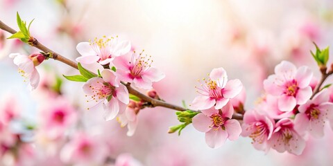 Soft focus cherry blossoms on white background for tranquil vibe