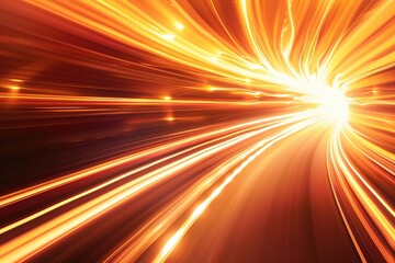 Obraz premium Abstract Light Trails in a Tunnel of Bright Orange and Yellow