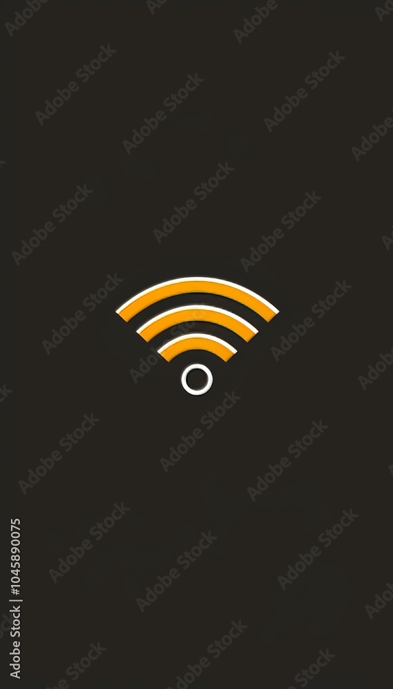 Poster the graphic features a wireless signal icon with orange arcs radiating from a central white circle a