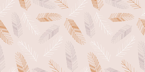 Monochrome silhouette green seamless pattern with fir branches. Christmas abstract floral winter ornament. Organic background for perfume, paper, cover, fabric, interior decor.	