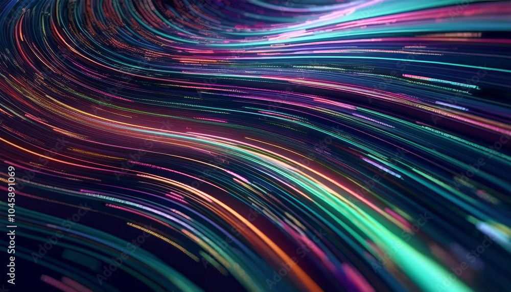 Aufkleber abstract colorful technology lines big data flow.