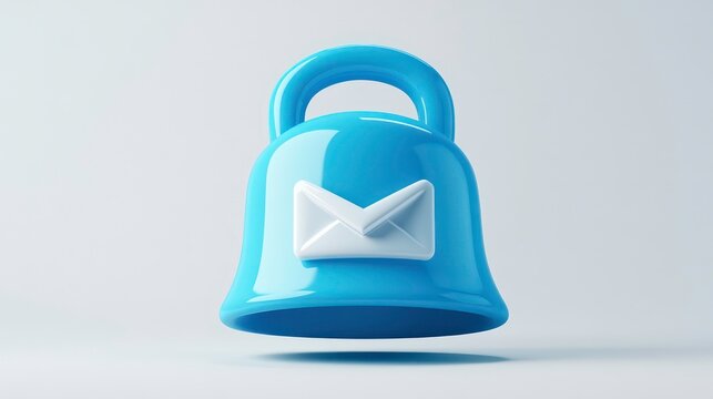 A blue bell with a white envelope icon on top of it against a white background, representing email notifications.