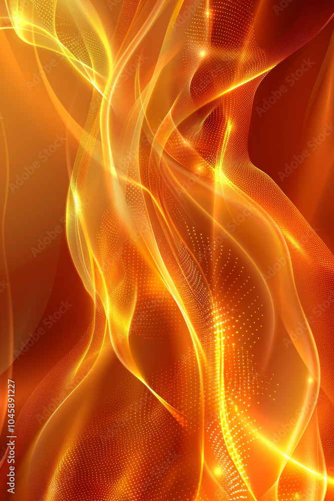 Poster vibrant streams of orange and yellow light intertwine, creating a fiery abstract pattern. the smooth