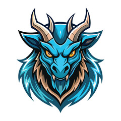 Obraz premium Fierce Blue Dragon Mascot Logo Design