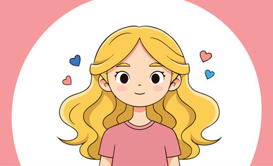 Vector of a girl with wavy blonde hair.