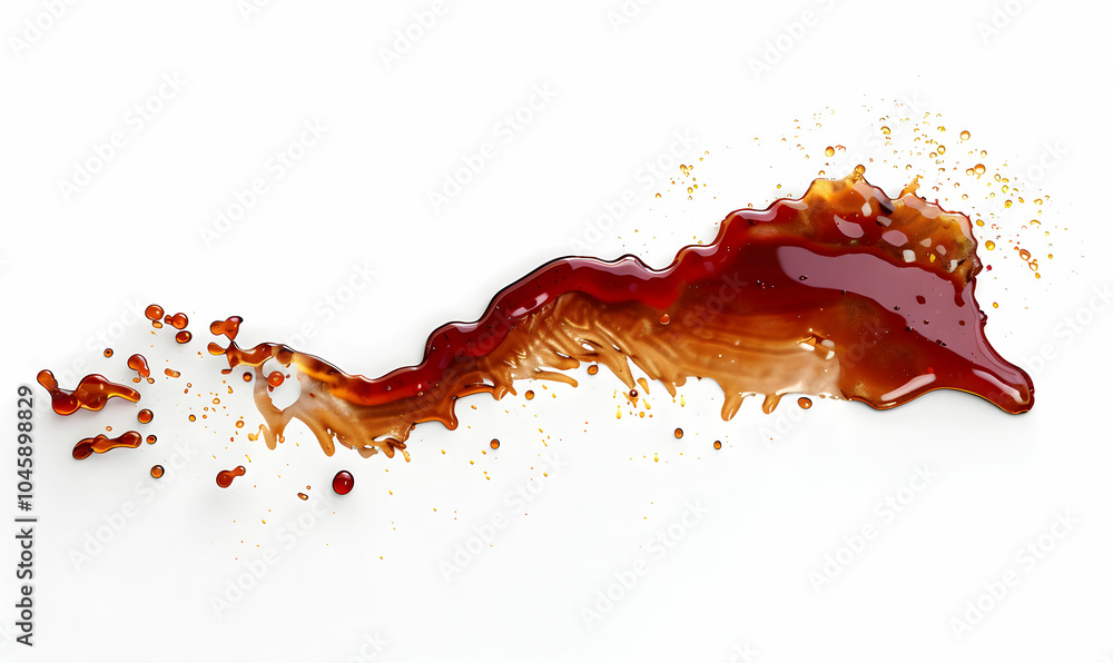 Poster a splash of brown liquid creates a dynamic and abstract shape on a white background.