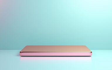 Stylish laptop on a smooth surface, minimalist design with soft colors.