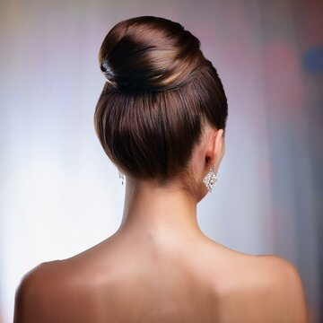 beautiful young French woman, wearing a chignon hairstyle, AI ge