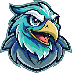 Blue Eagle Mascot Head Cartoon Illustration