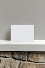 Blank White Card Mockup on a Stone Mantel, Mockup, Stone, Mantel, Card Mockup