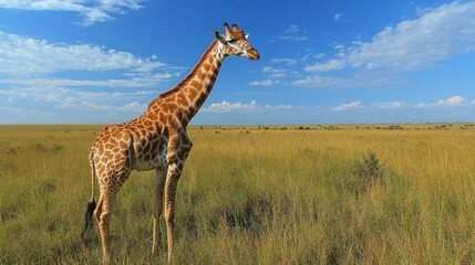 Obraz premium Giraffe in Tanzanian savanna.