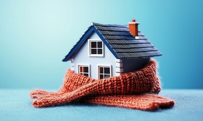Little House Wrapped in a Scarf, Winter, Home, Insulation