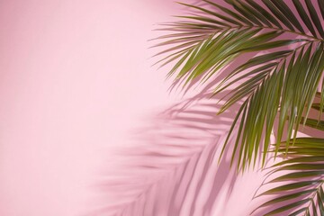 Palm Leaf Shadows on Pink Background, Pink Background, Palm Leaf, Shadow