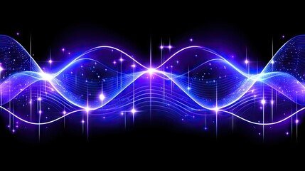 Fototapeta premium Glowing purple particles and stars, forming a wave of light in a digital abstract background, perfect for futuristic designs.