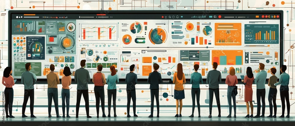 Poster team collaboration in data visualization presentation