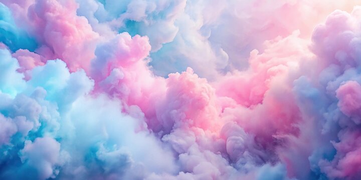 Soft pastel abstract background with pink blue and lilac clouds or cotton candy; Tilted Angle
