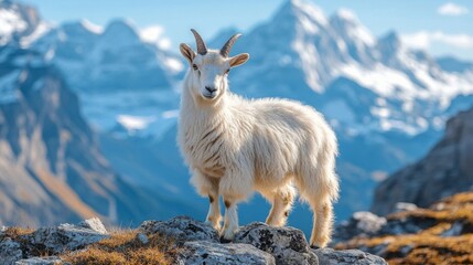 Fototapeta premium Mountain goat in Swiss Alps.