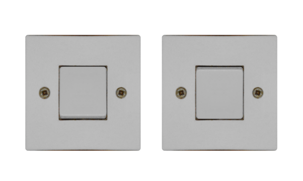 One switch. Bright during the day, light switches and switches. On isolated transparent background.