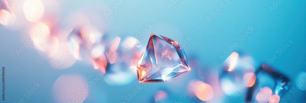 Aufkleber a series of geometric icy crystals shine with vibrant reflections against a stunning blue background