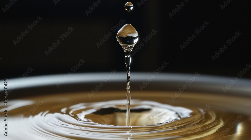 Poster a single water drop falls into a pool of water, creating a splash and ripples.