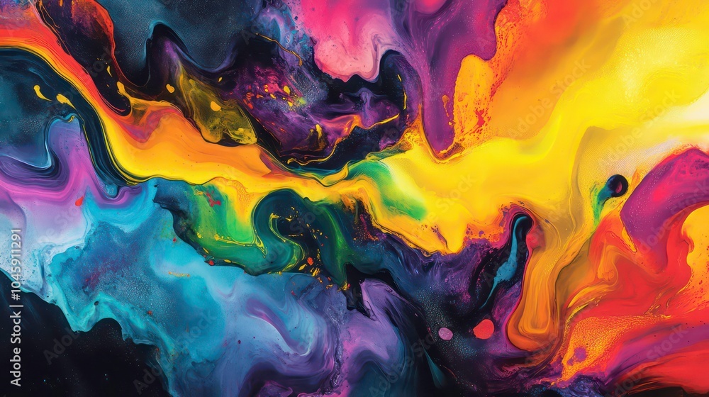 Poster abstract colorful liquid marble pattern with flowing vibrant colors and swirled textures.