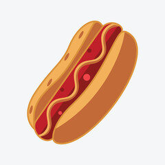 hot dog illustration. bread and sausage