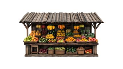 Colorful and Abundant Fruit and Vegetable Market Stall Displaying a Vibrant Selection for Culinary Inspiration