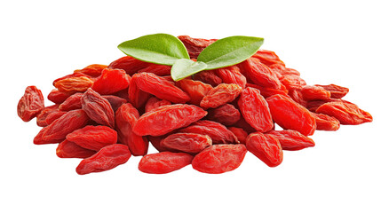 Nutrient-Rich Goji Berries Piled with Fresh Leaves for Healthy Eating and Natural Supplements in Culinary Uses