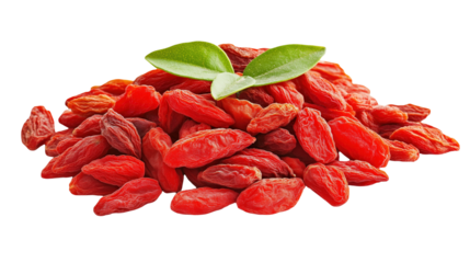 Nutrient-Rich Goji Berries Piled with Fresh Leaves for Healthy Eating and Natural Supplements in Culinary Uses