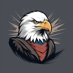 Obraz premium angry bald eagle, eagle illustration, eagle vector art, wildlife vector, bird vector, american eagle, patriotic eagle, nature vector, eagle head, eagle wings, fierce eagle, bird of prey, eagle artwork