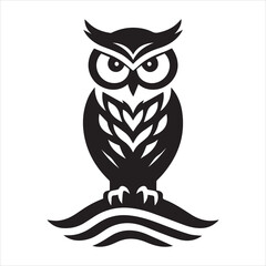 Obraz premium Hand-drawn owl vector silhouette artistic line art owl illustration