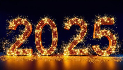 2025 New Year Happy Celebration Card Illustration Star Sign Winter Text