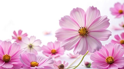 Obraz premium Soft pink cosmos petals on a white background