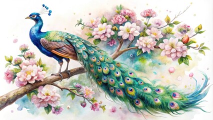 watercolor peacock