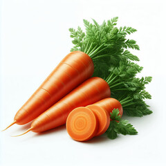 Fresh Sliced Carrots with Vibrant Green Leaves - High-Quality Vegetable Image