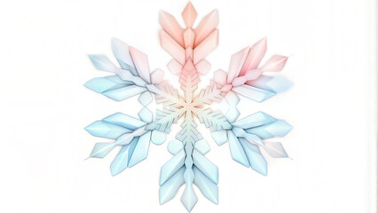 Obraz premium Soft pastel snowflake design with floral elements on a bright background
