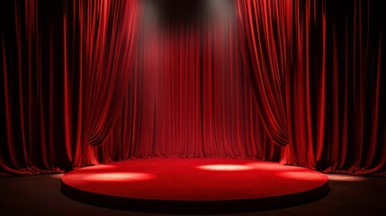Stage podium background red light spotlight curtain theater show platform