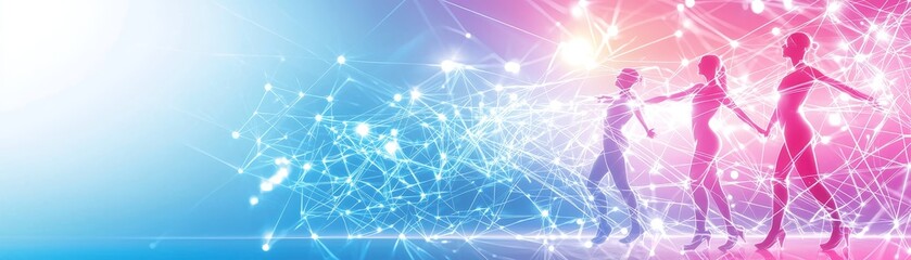 Dynamic Synthwave Graphic Design with Silhouettes