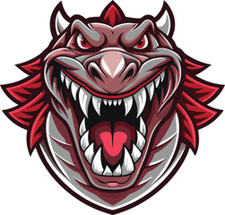 Angry Red Dragon Mascot Design Illustration