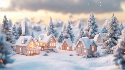 Fototapeta premium おもちゃの雪の街