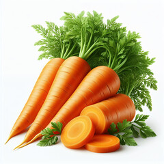 Fresh Sliced Carrots with Vibrant Green Leaves - High-Quality Vegetable Image