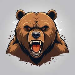 angry bear vector, fierce bear illustration, aggressive bear art, bear roaring vector, wild bear character, bear cartoon vector, bear with claws vector, grizzly bear vector, bear attack illustration, 