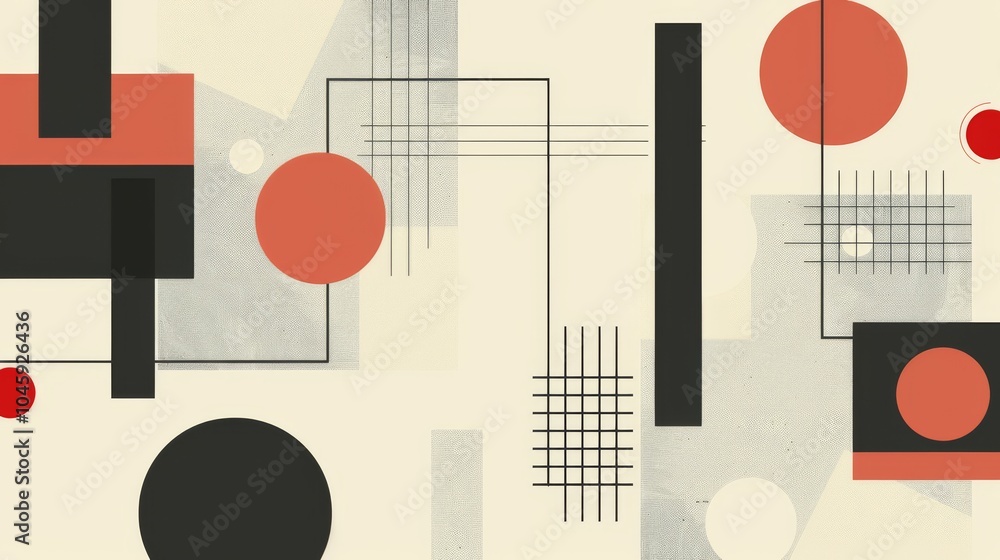 Poster a dynamic geometric vector background, featuring scandinavian colors with a mix of circles and squar
