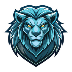 Blue Ice Lion Head Mascot Logo Design