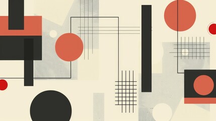 A dynamic geometric vector background, featuring Scandinavian colors with a mix of circles and squares in an abstract layout