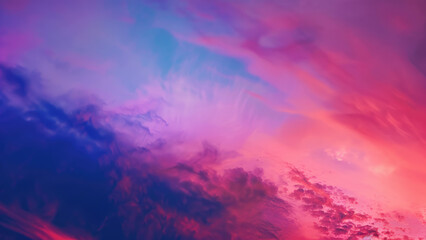 Fototapeta premium Vibrant sunset with pink and purple clouds over the horizon