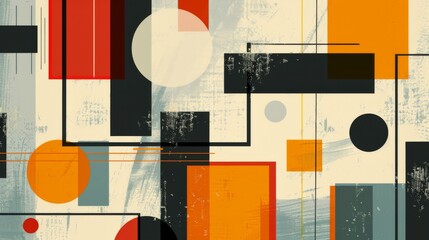 A dynamic geometric vector background, featuring Scandinavian colors with a mix of circles and squares in an abstract layout