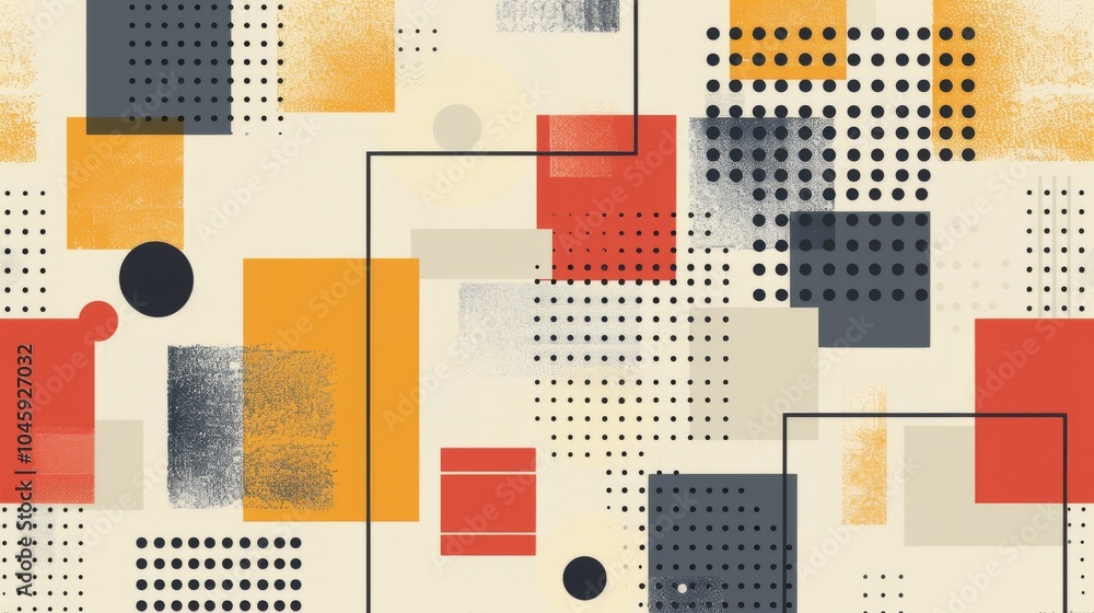 Aufkleber a dynamic geometric vector background, featuring scandinavian colors with a mix of circles and squar